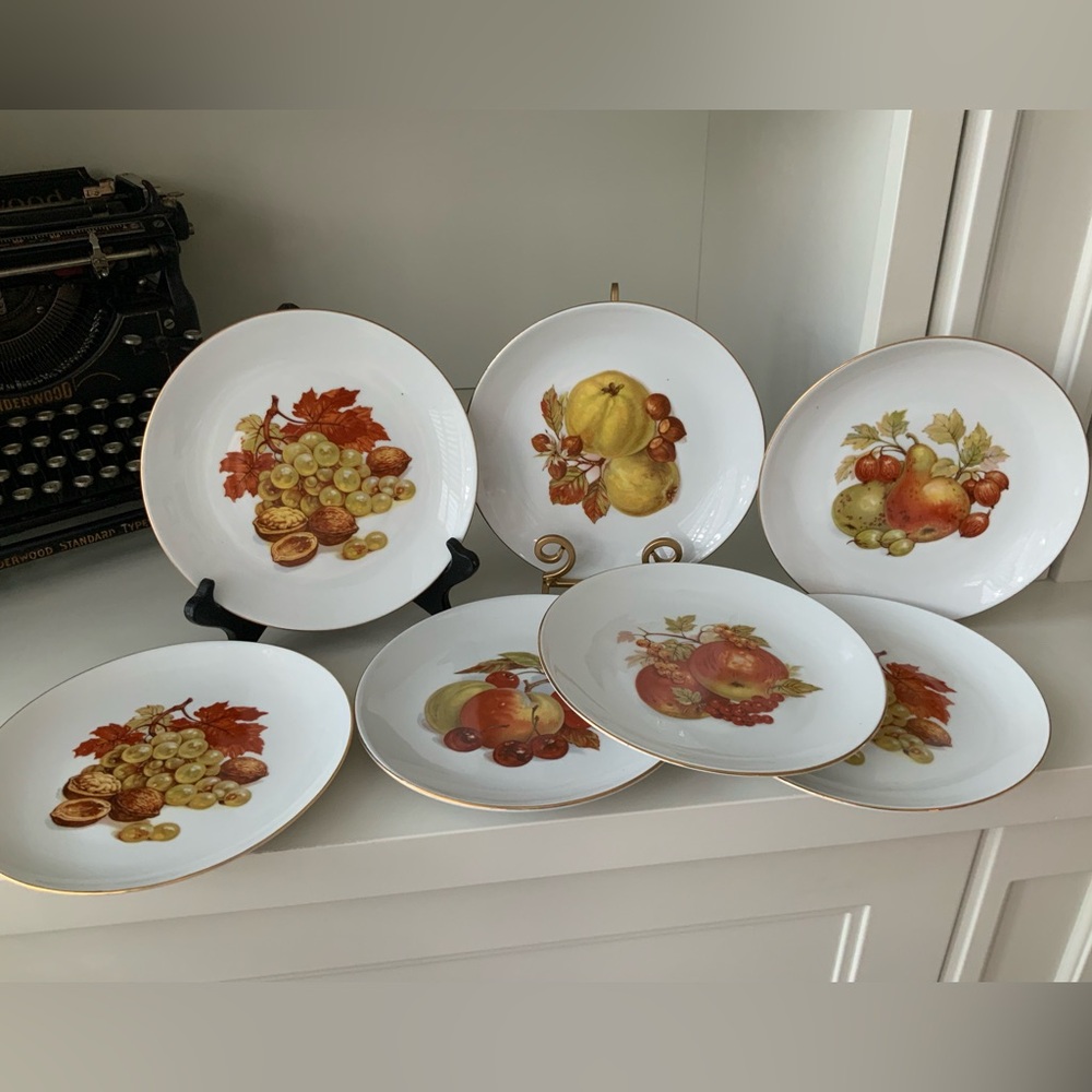 Vintage German Democratic Republic Kahla Assorted Fruit Plates Collectibles X 7